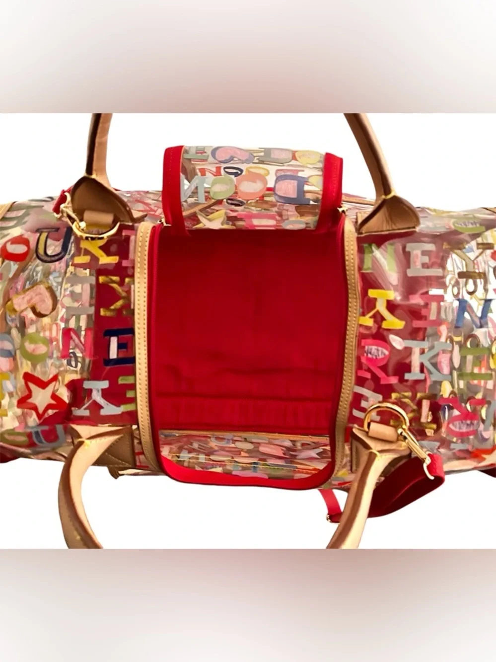 DOONEY & BOURKE Y2K MULTICOLOR PVC GRAFFITI ‘DOODLE’ DOG/PET CARRIER - 18 x 11